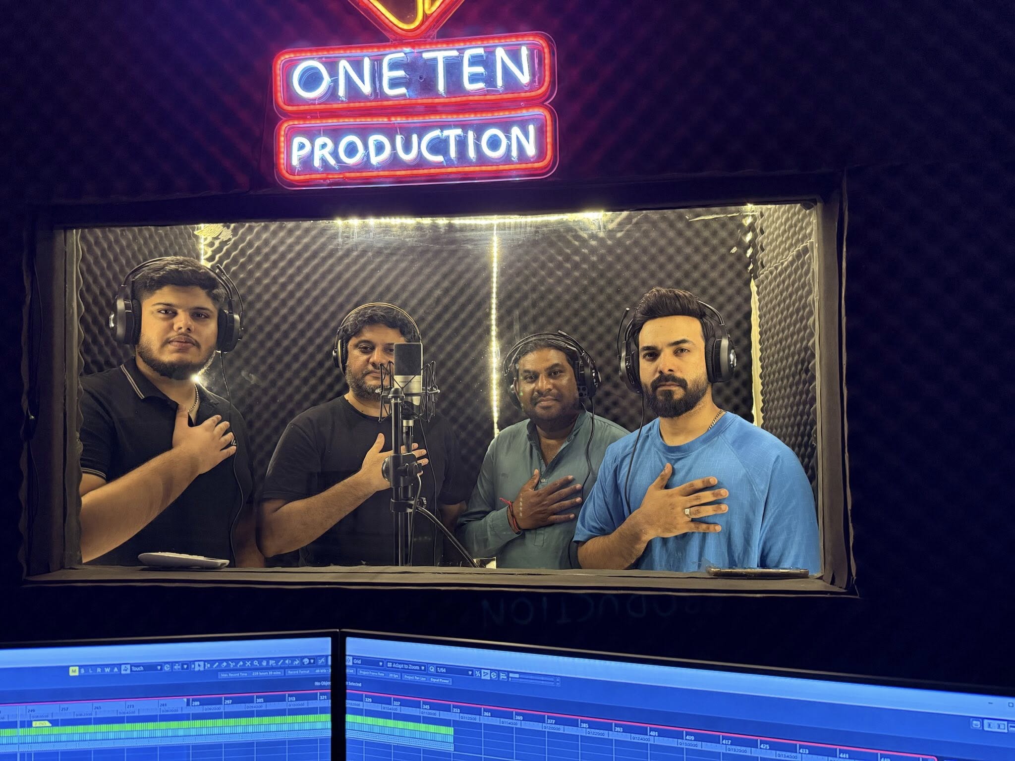 Artists recording together at One Ten Production